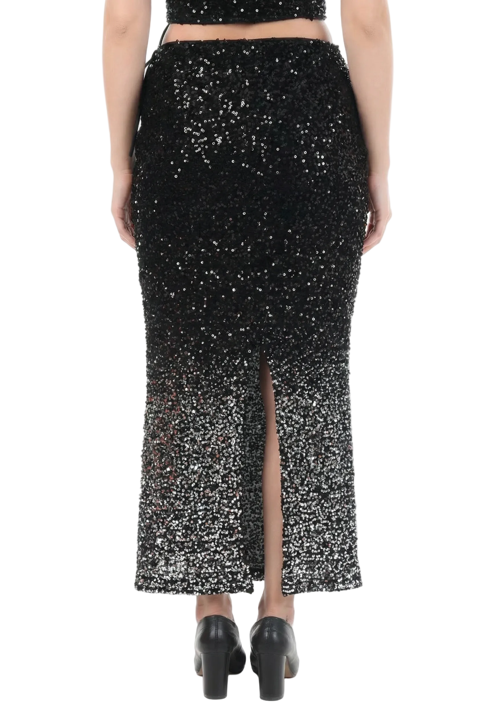 Black-Silver Sequin Skirt