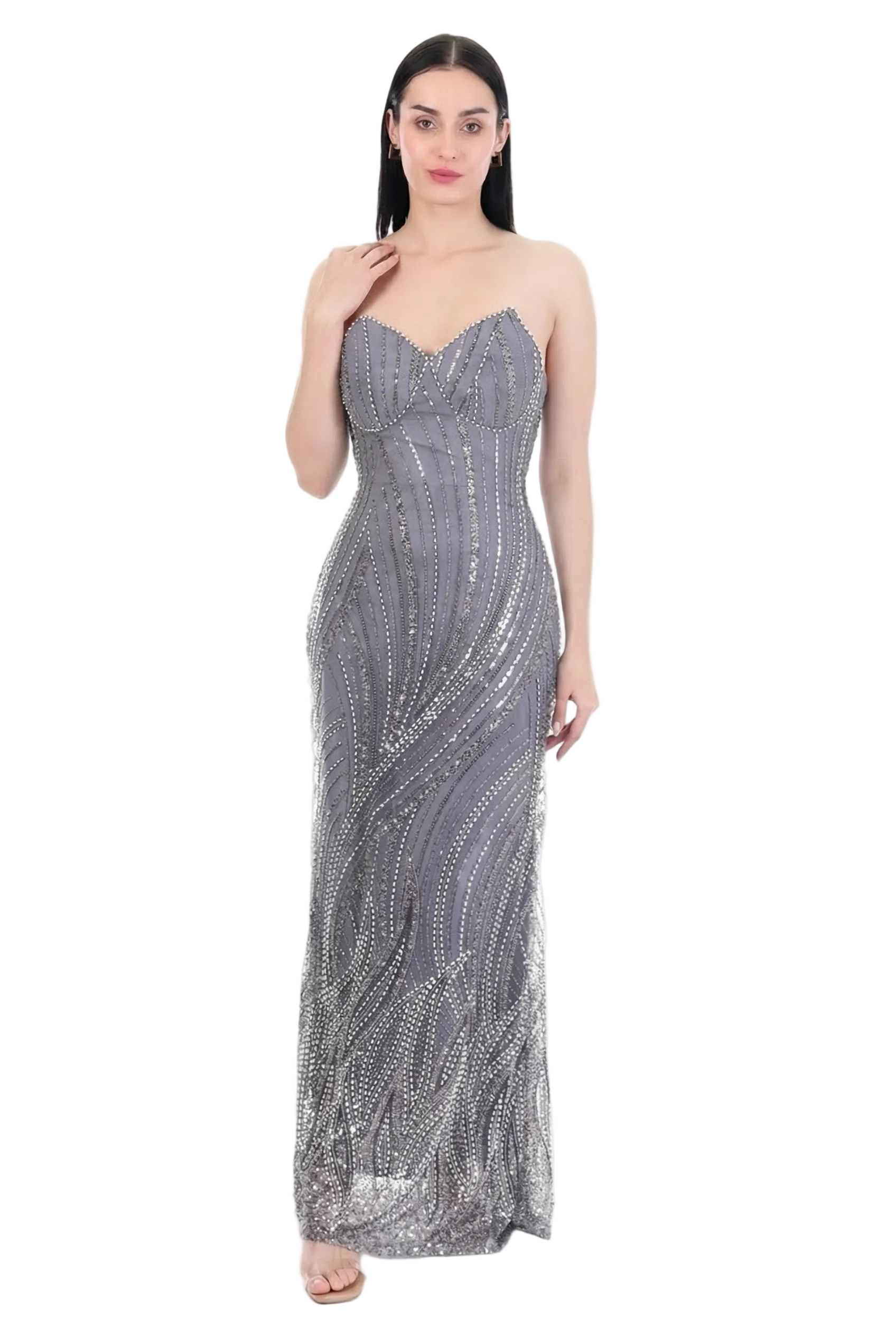 Celeste Crystal Gown With Cape