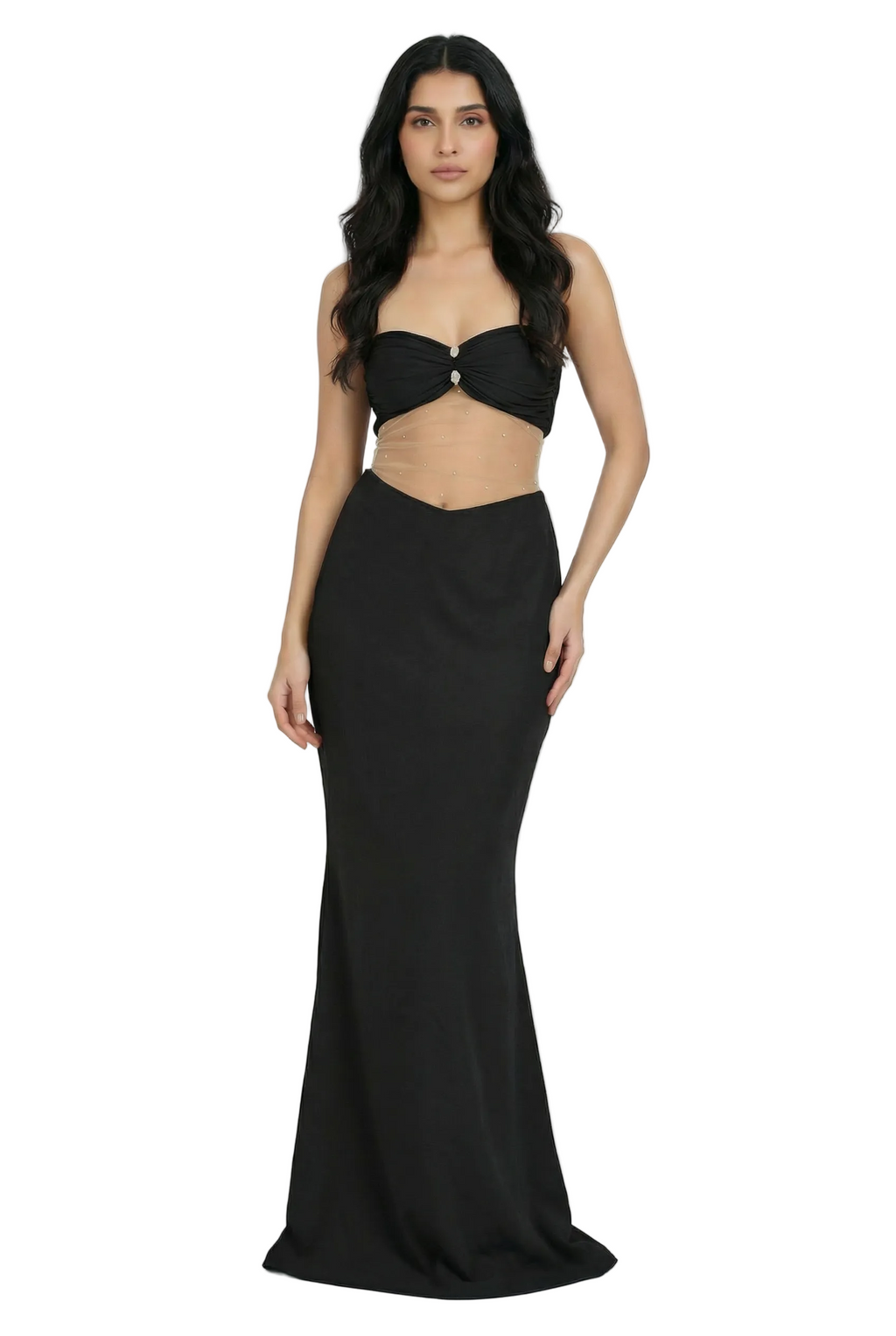 Strapless Embellished Evening Gown