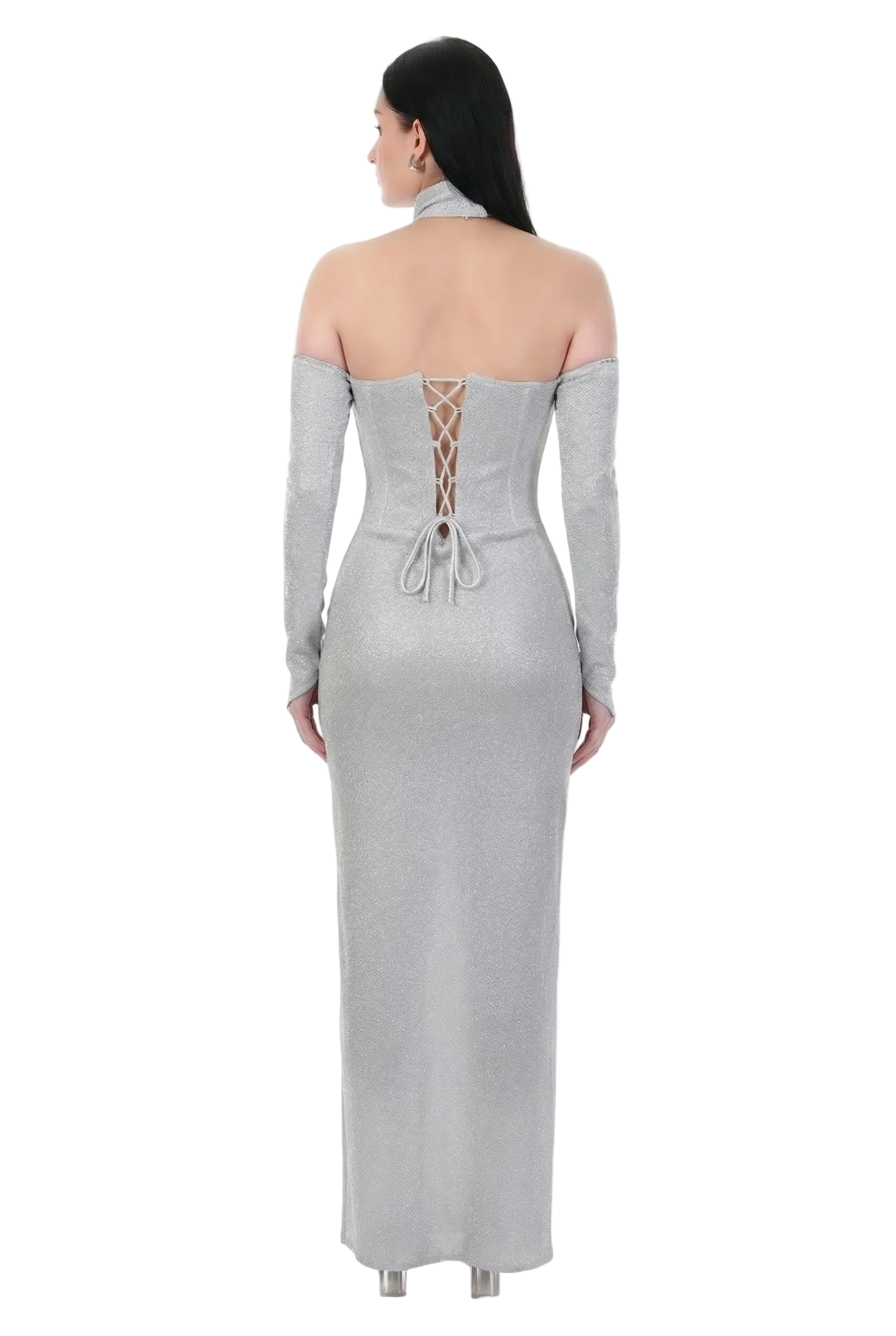 Ethereal Silver Choker Gown