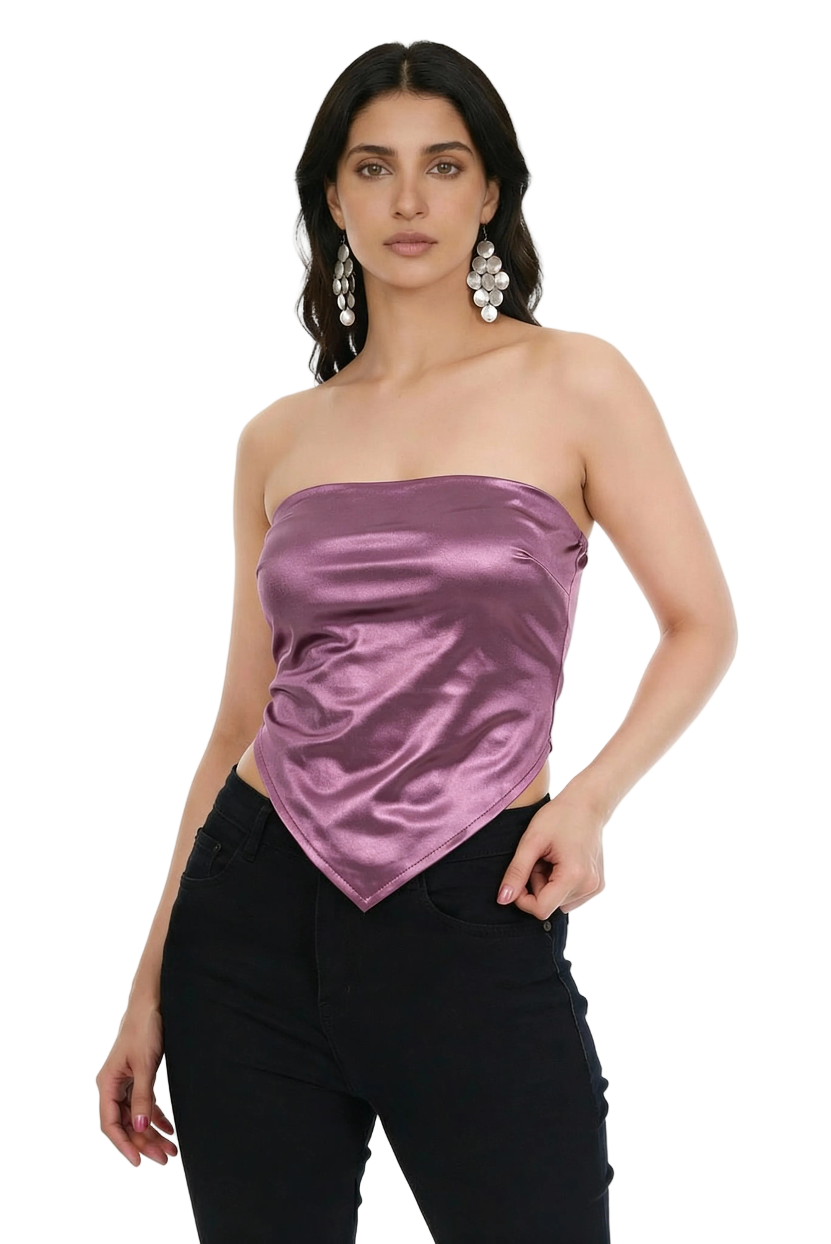 Mauve Mirage Satin Scarf Top