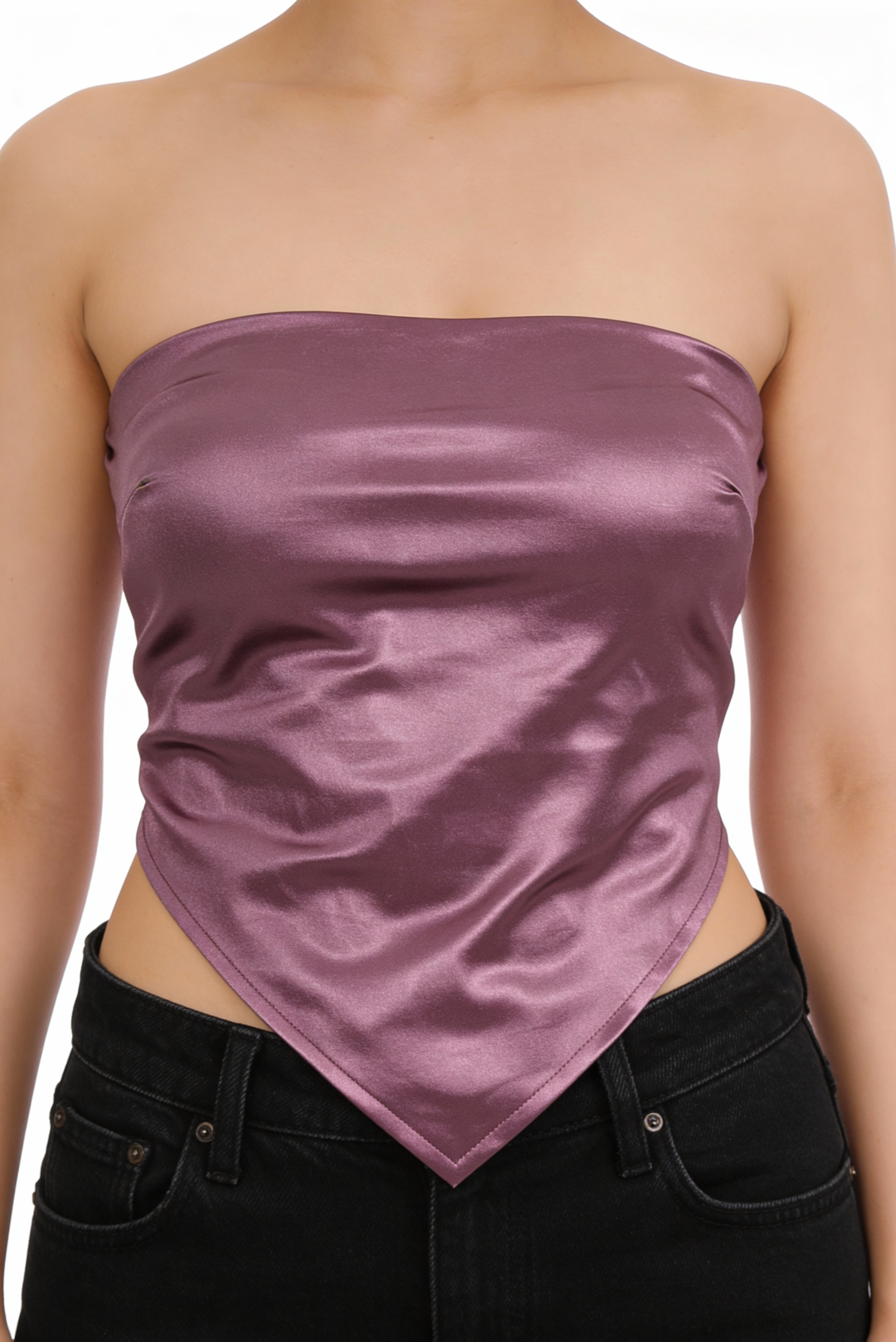 Mauve Mirage Satin Scarf Top