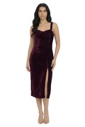 Bordeaux Velvet Allure Midi Dress