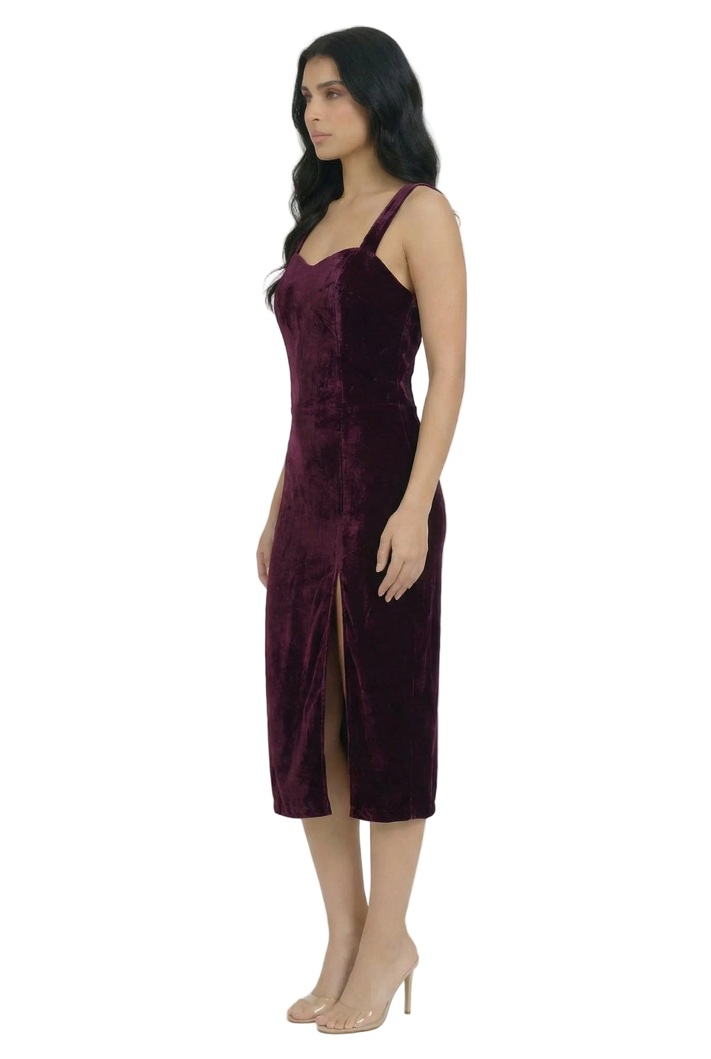 Bordeaux Velvet Allure Midi Dress
