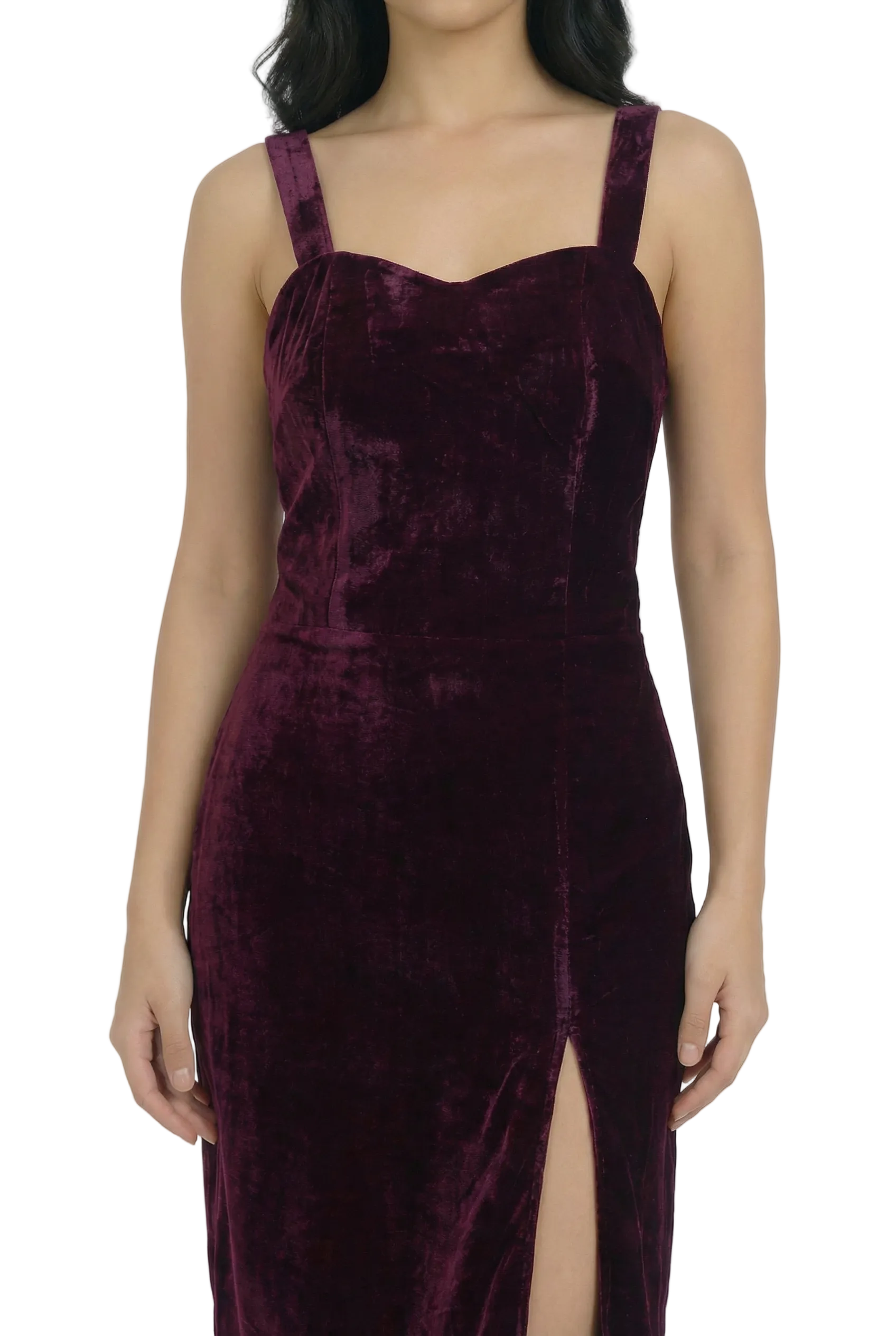 Bordeaux Velvet Allure Midi Dress
