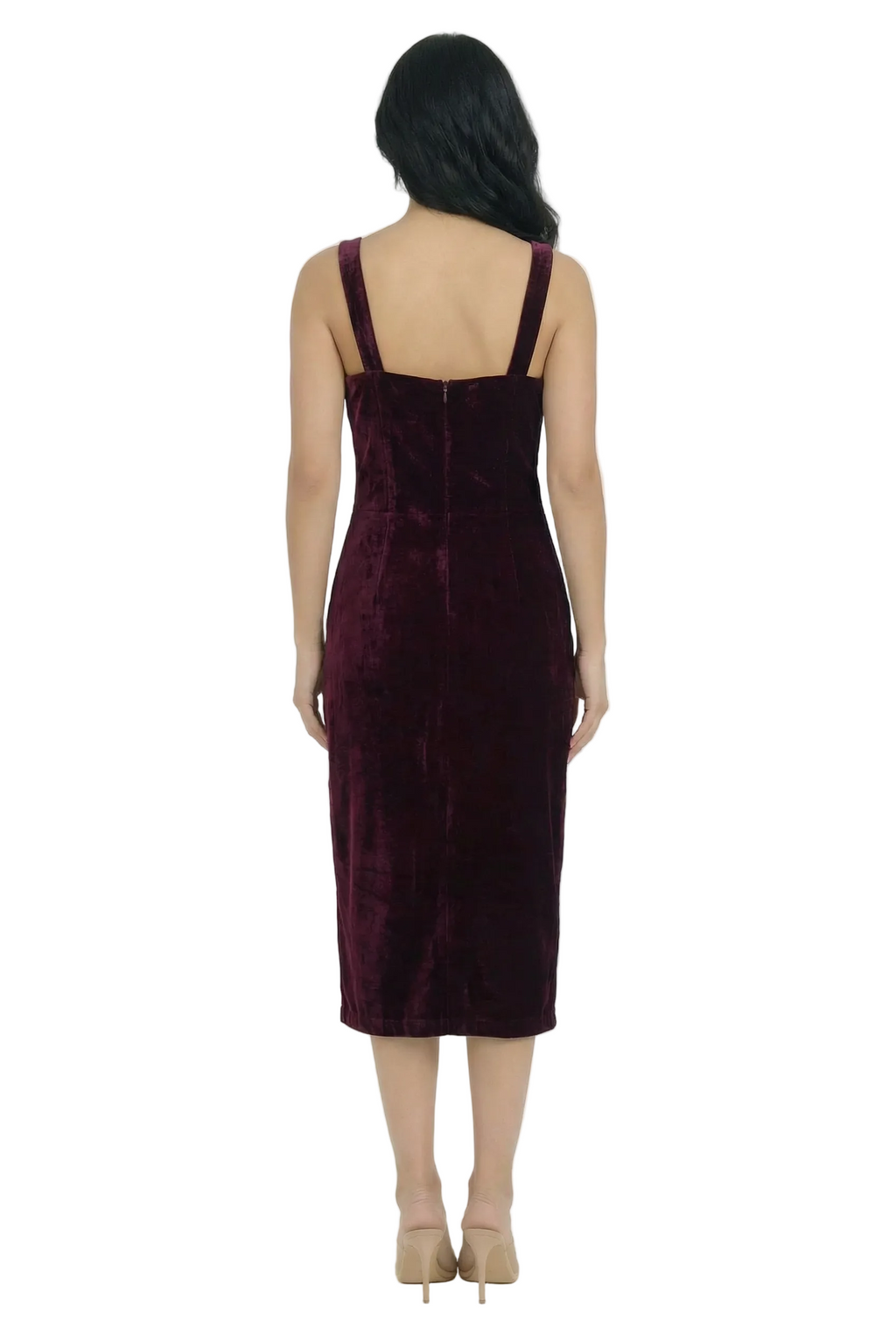 Bordeaux Velvet Allure Midi Dress