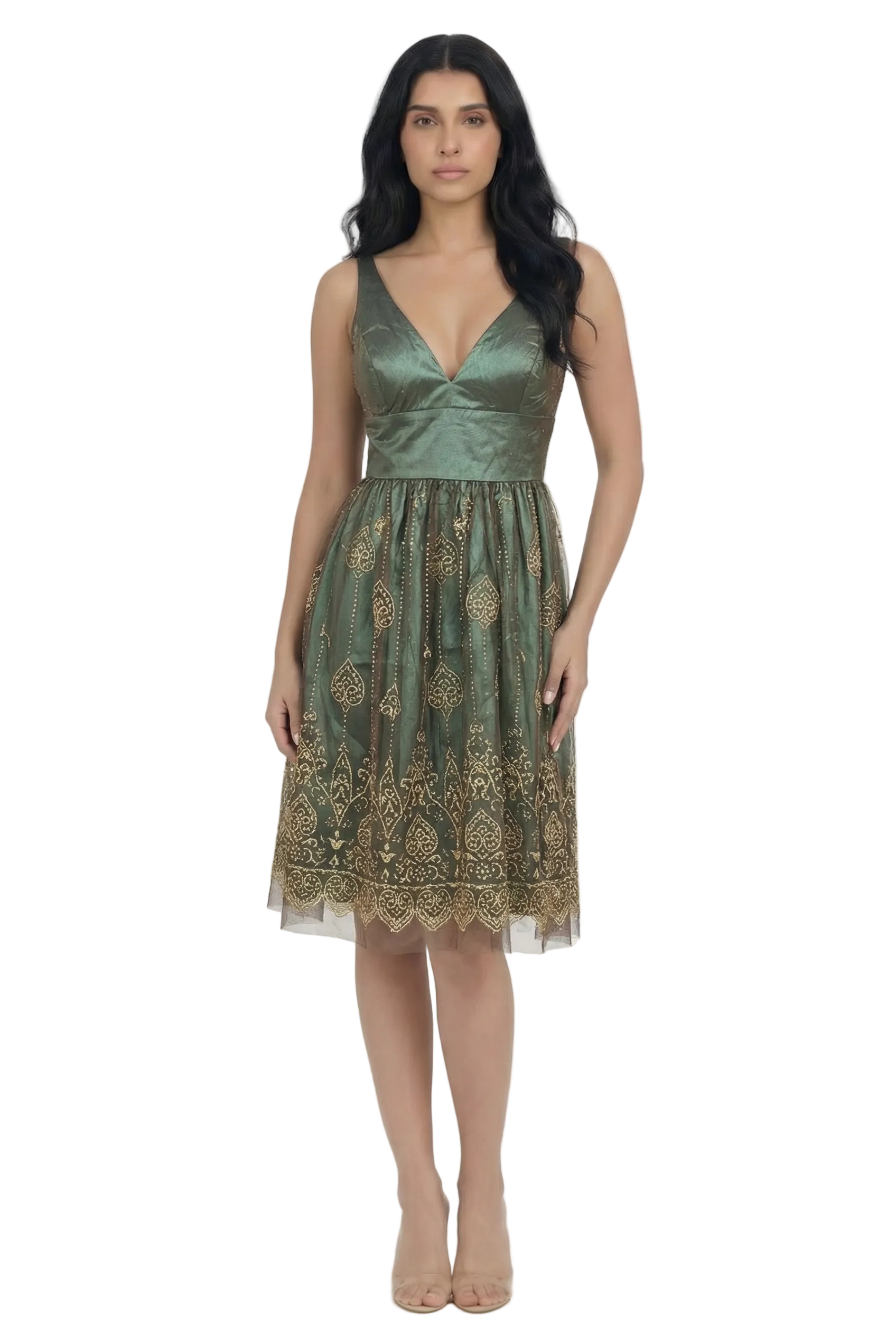 Verdant Aurelle Embroidered Midi Dress