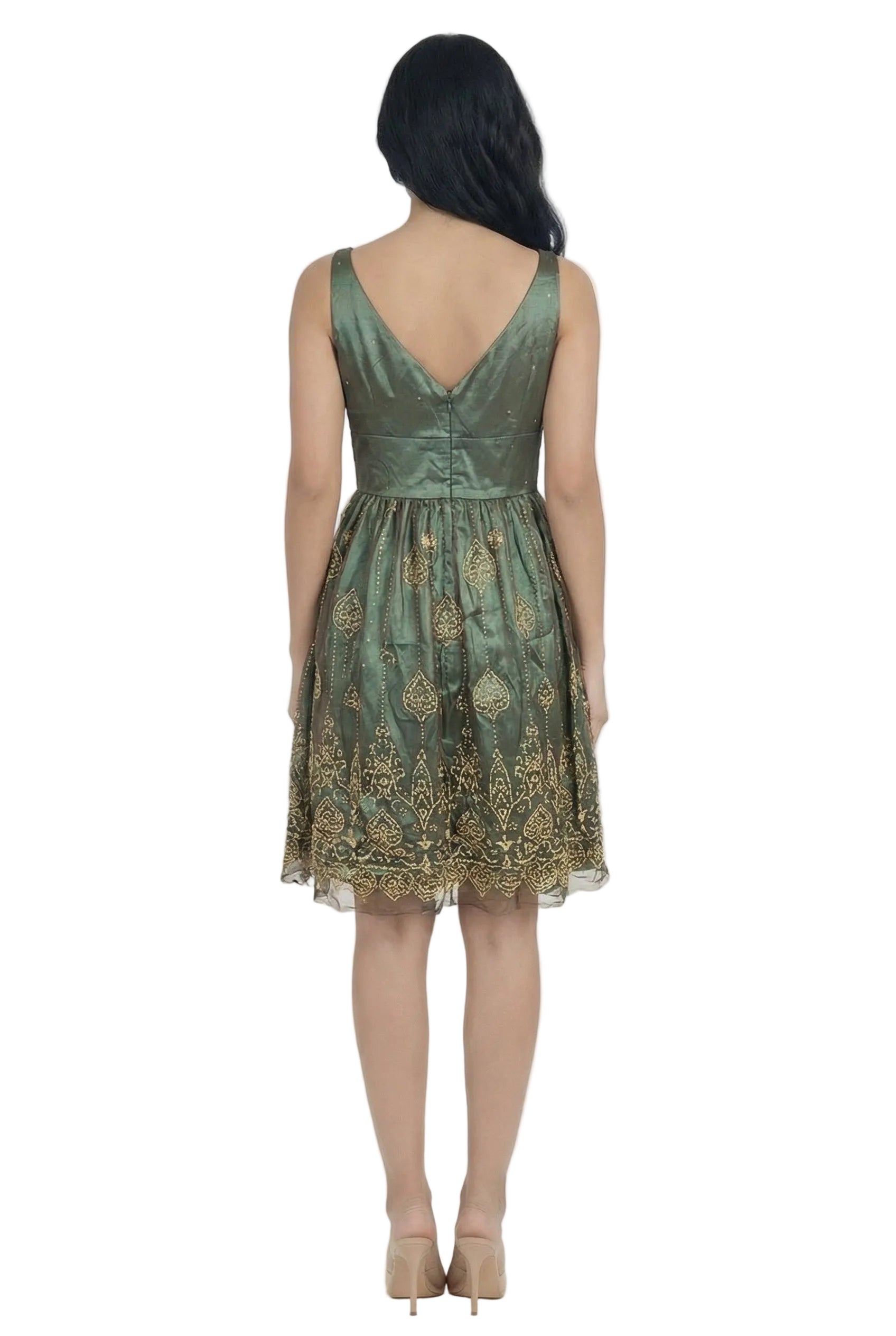 Verdant Aurelle Embroidered Midi Dress