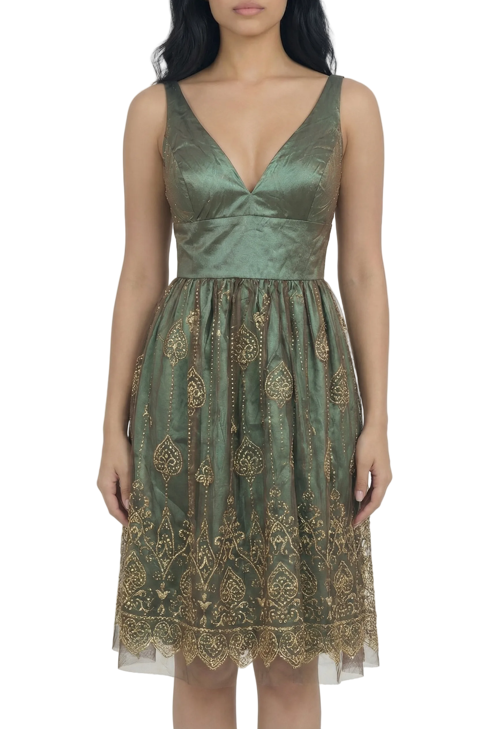 Verdant Aurelle Embroidered Midi Dress