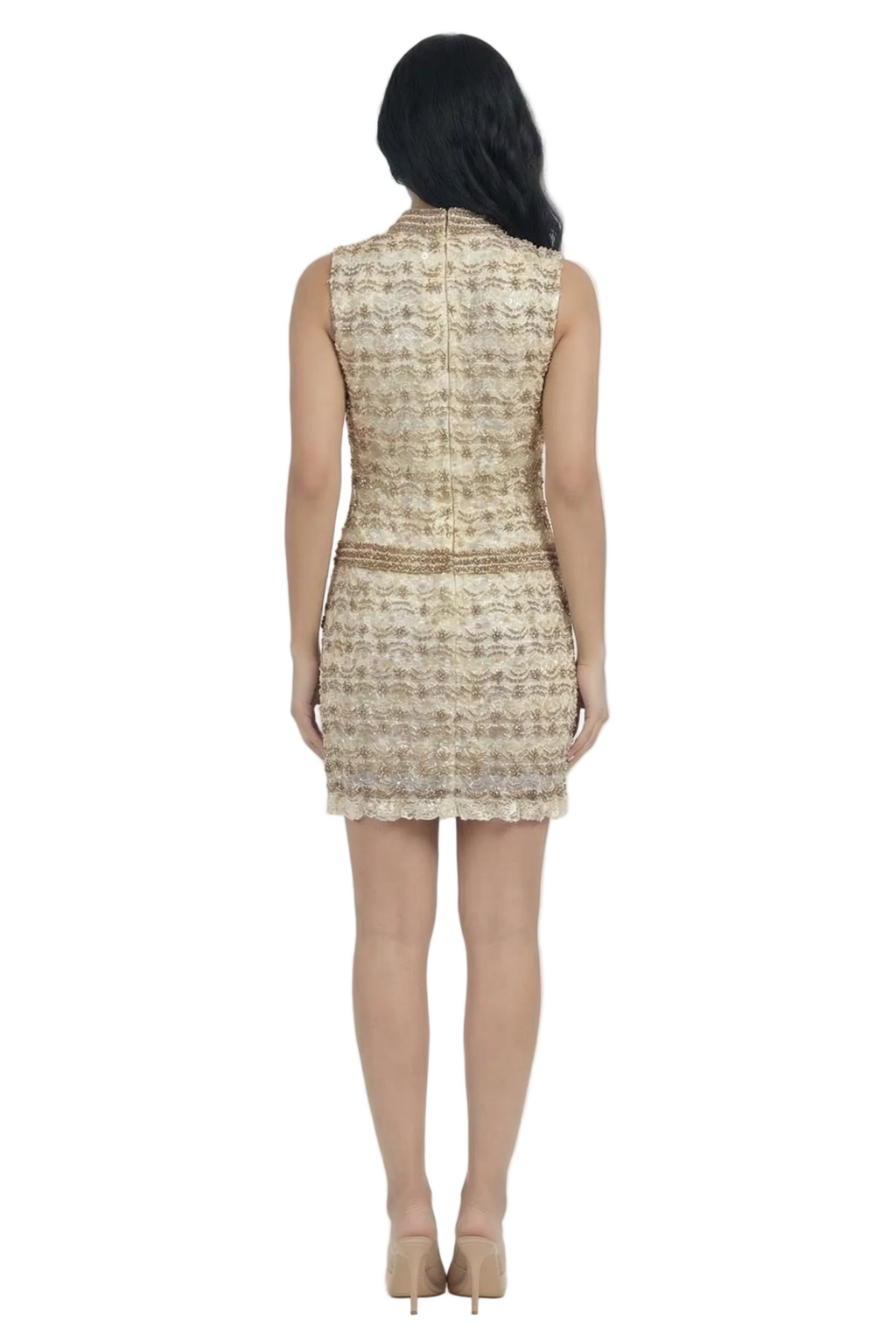 Ivory Regalia Embellished High-Neck Mini Dress