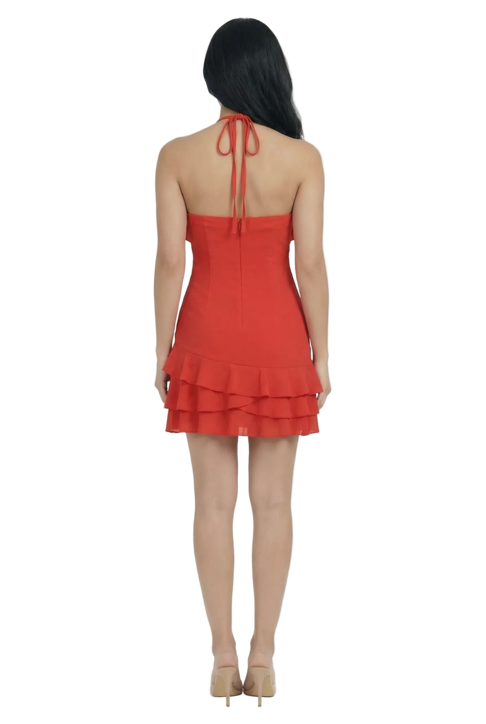 Scarlet Fleur Ruffle Halter Mini Dress