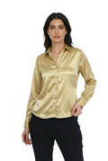 Lumière Gold Satin Classic Shirt
