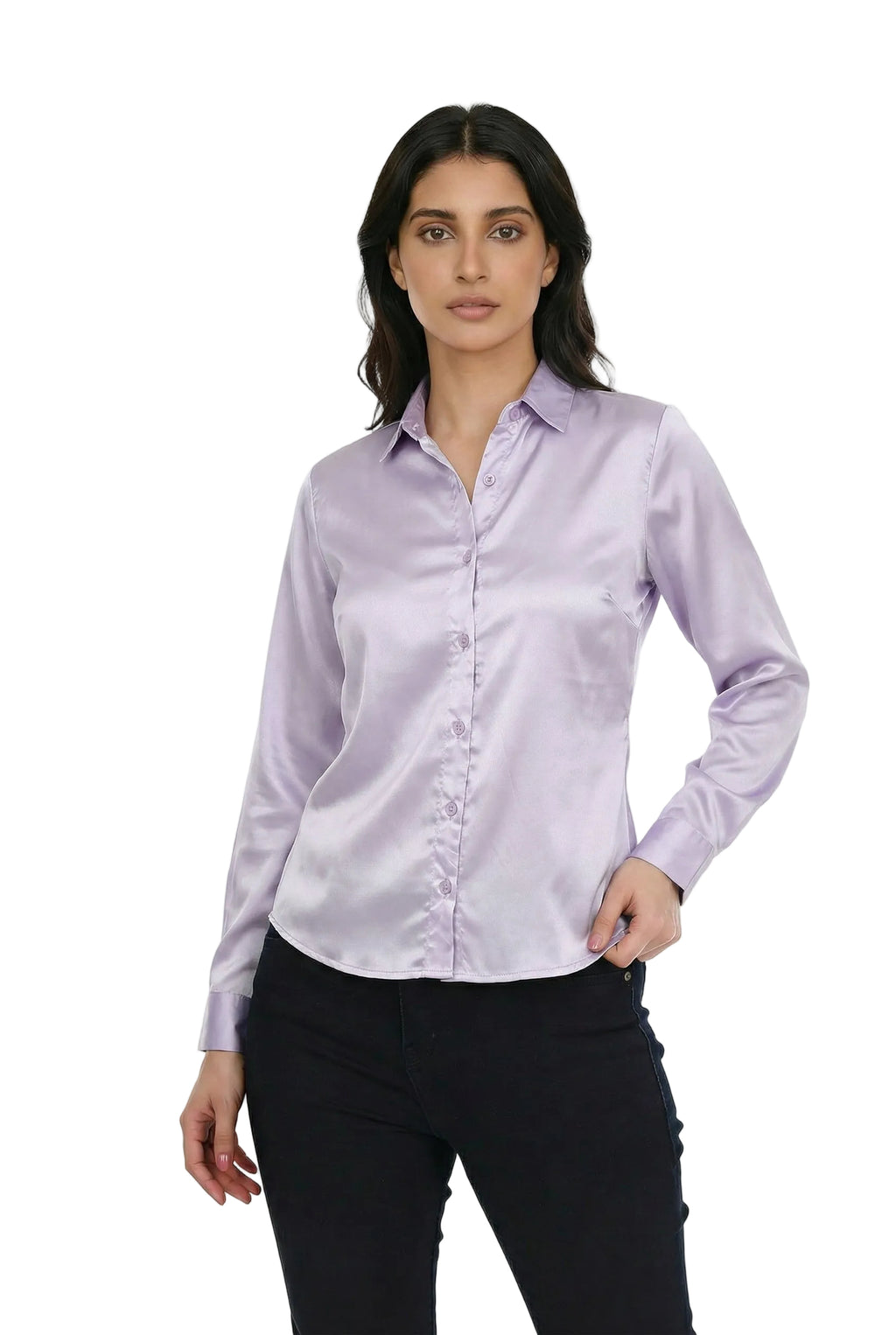Lumière Lilac Satin Classic Shirt