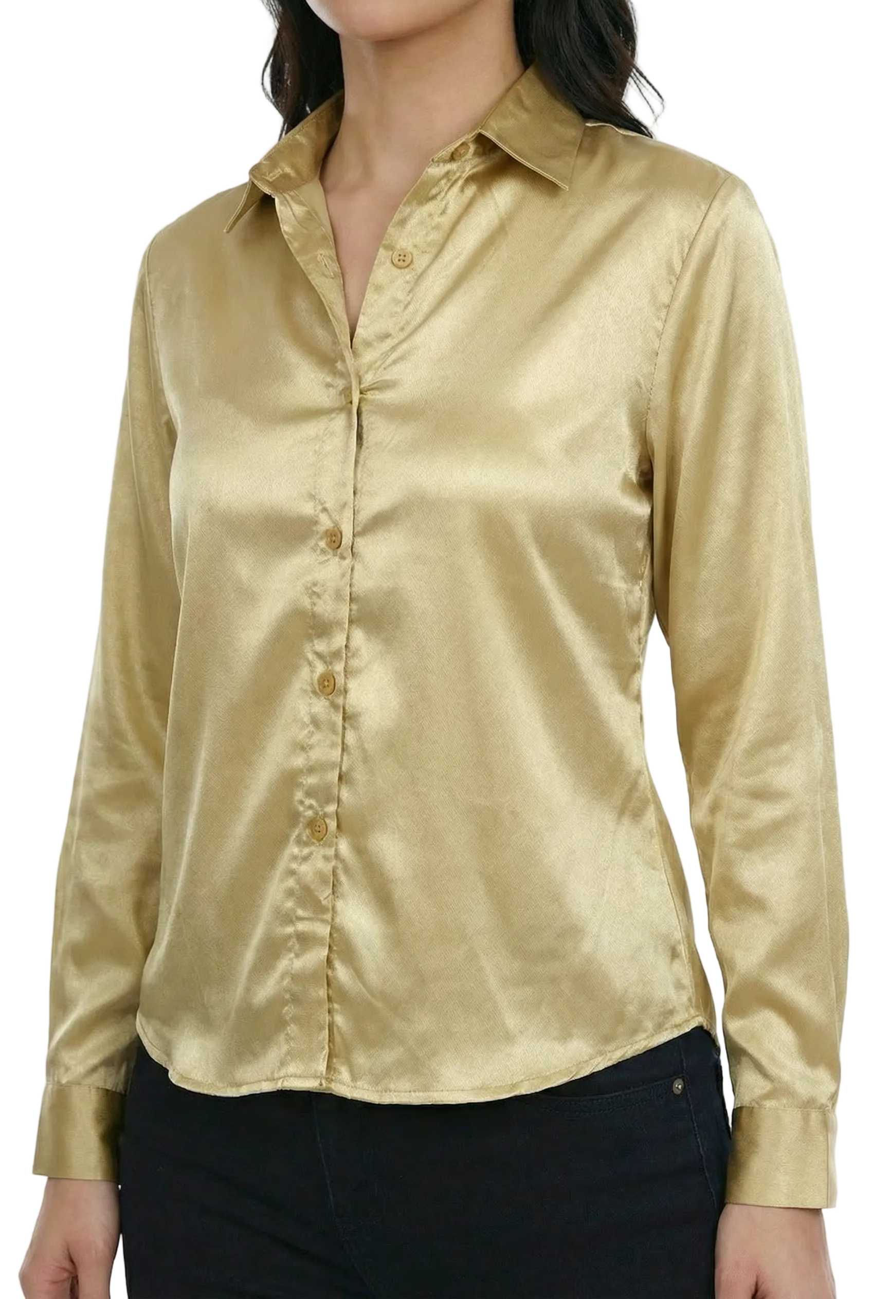 Lumière Gold Satin Classic Shirt