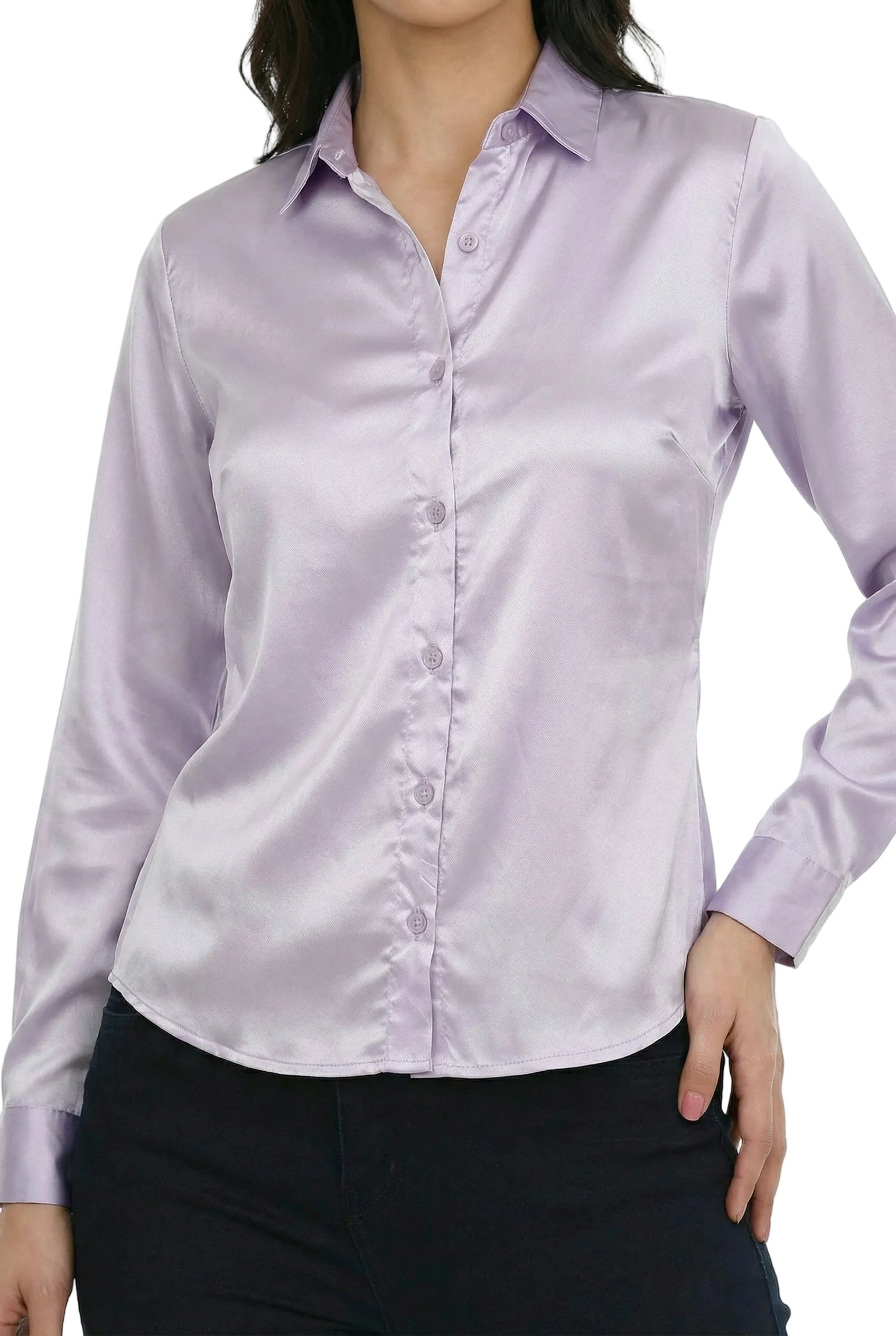 Lumière Lilac Satin Classic Shirt