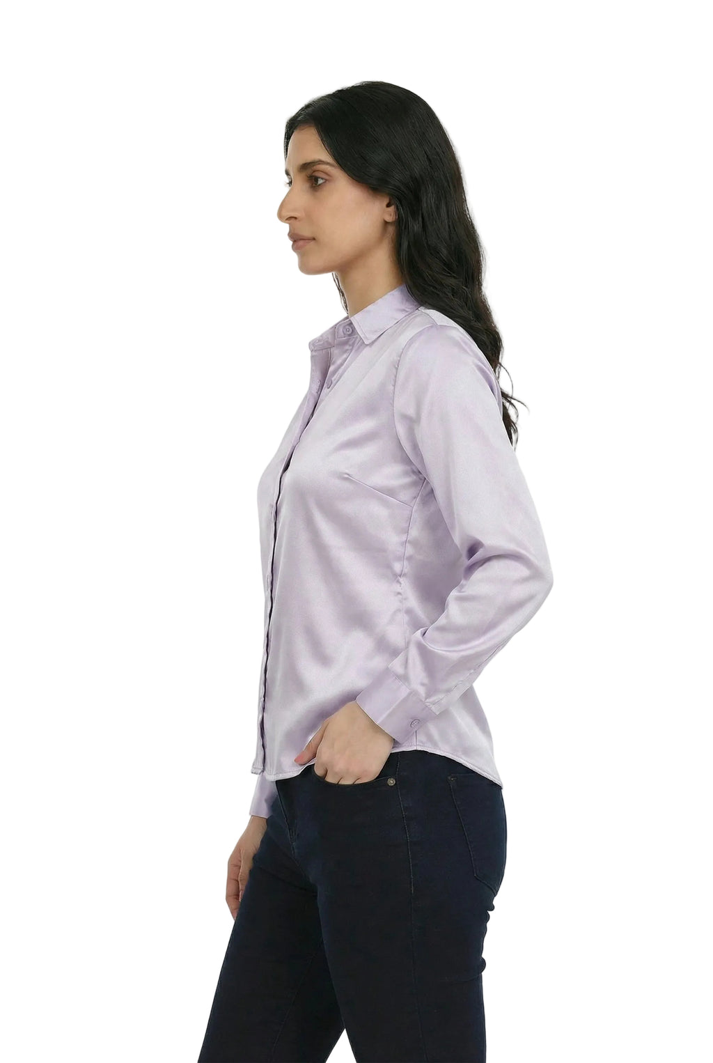 Lumière Lilac Satin Classic Shirt