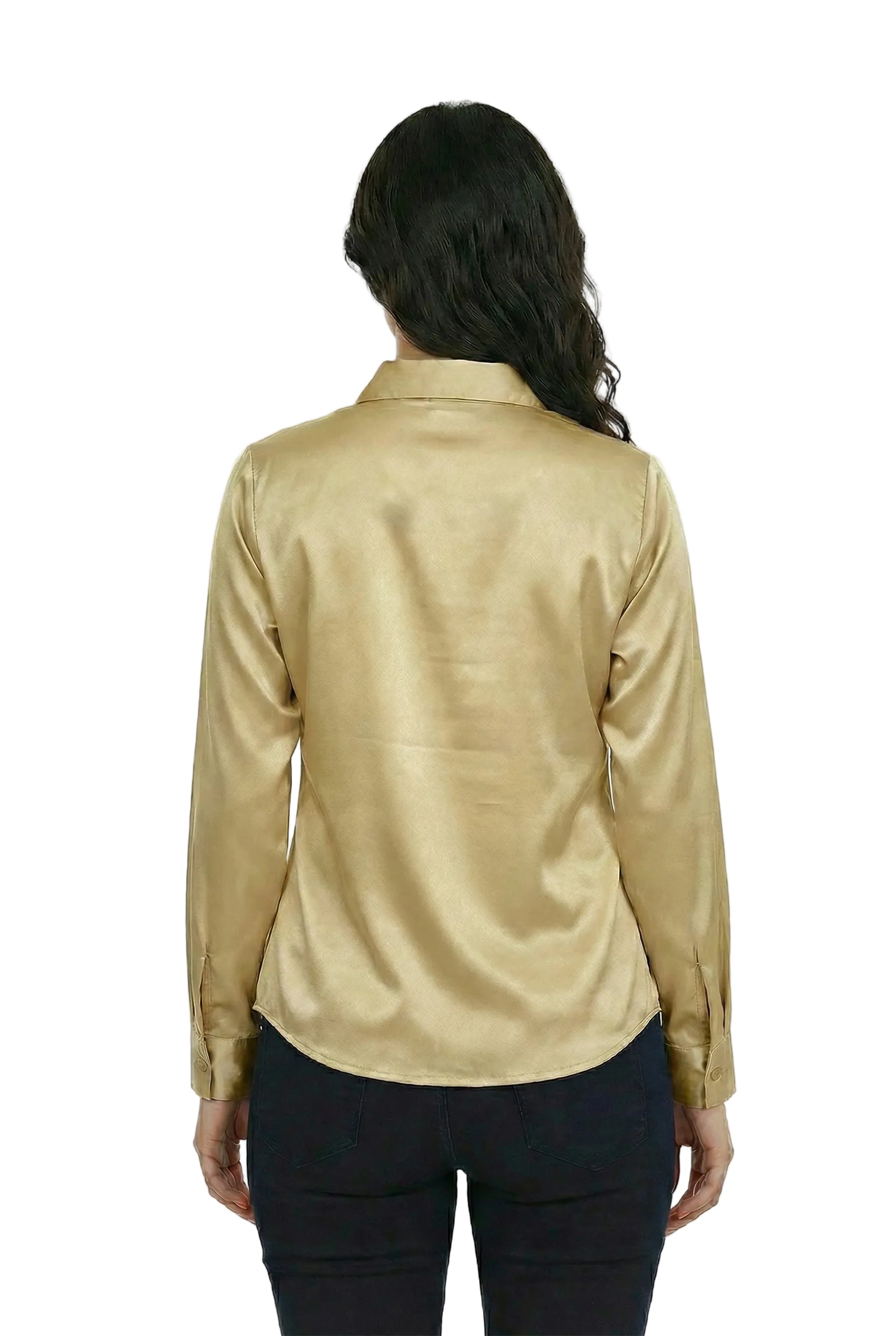 Lumière Gold Satin Classic Shirt