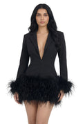 Noir Plume Blazer Mini Dress