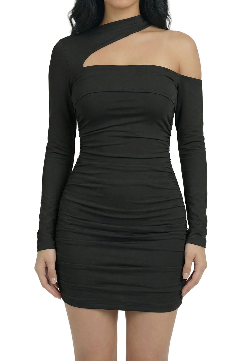 Noir Axis Cut-Out Ruched Mini Dress