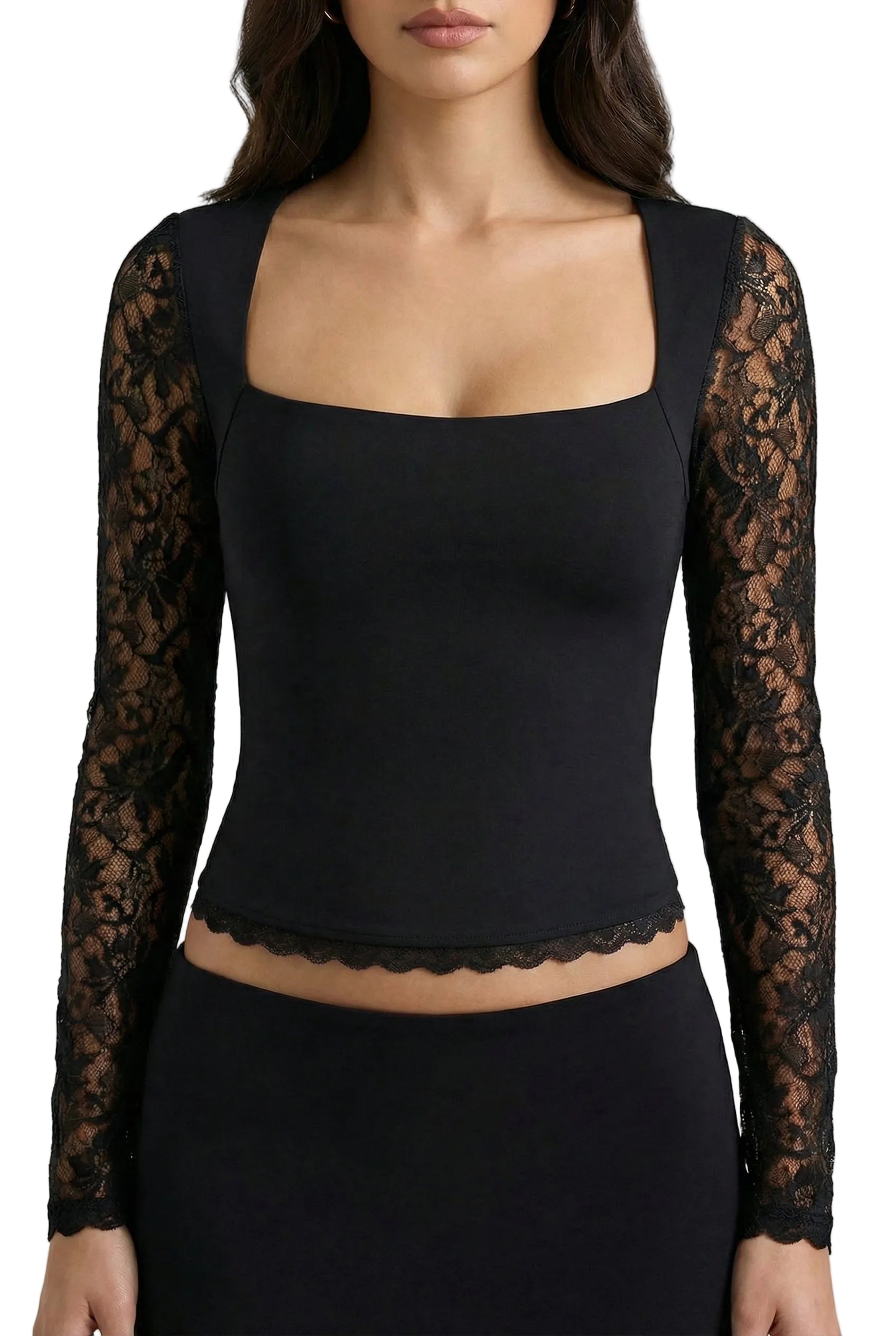 Noir Elara Lace Sleeve Top