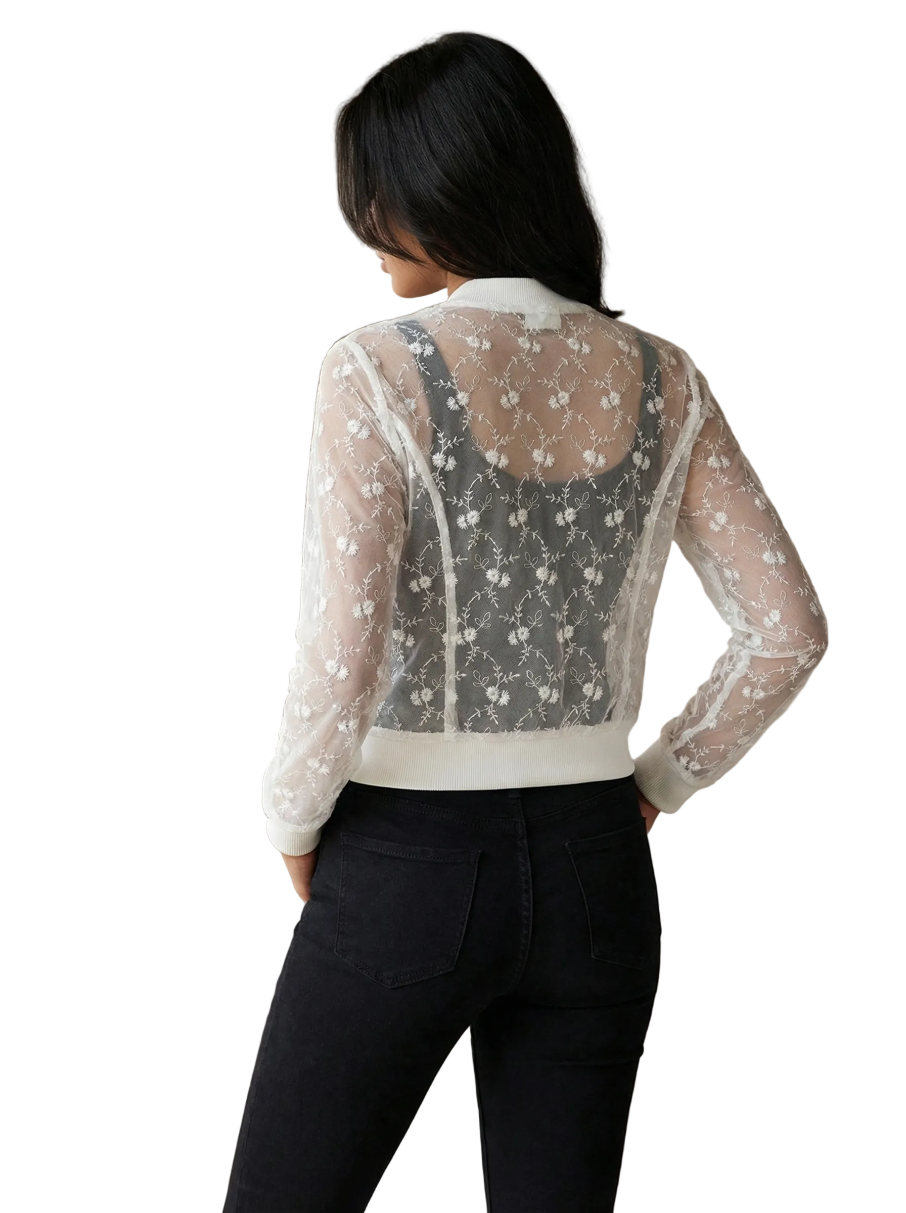 Ivory Fleur Sheer Embroidered Jacket