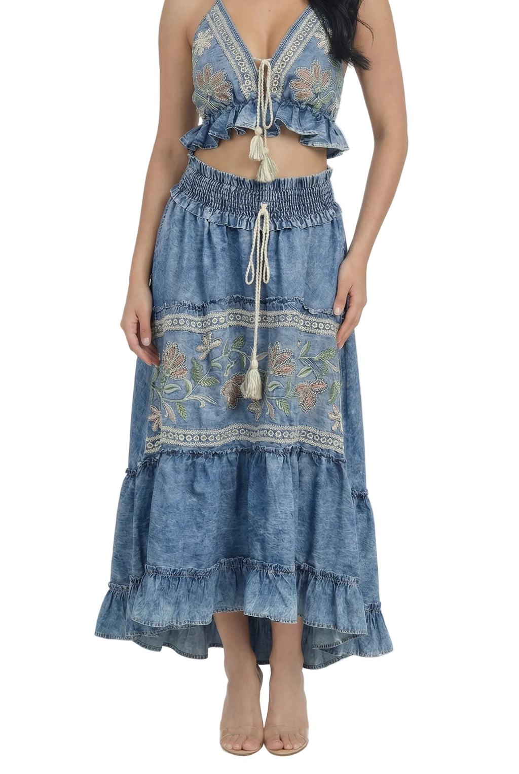 Indigo Mariposa Embroidered Co-Ord Set