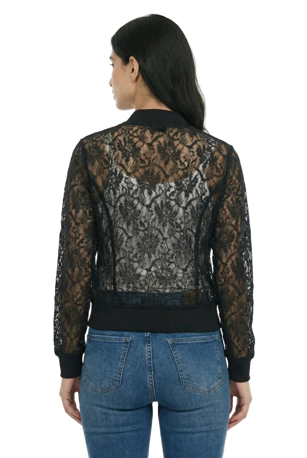 Noir Lace Sheer Embroidered Jacket