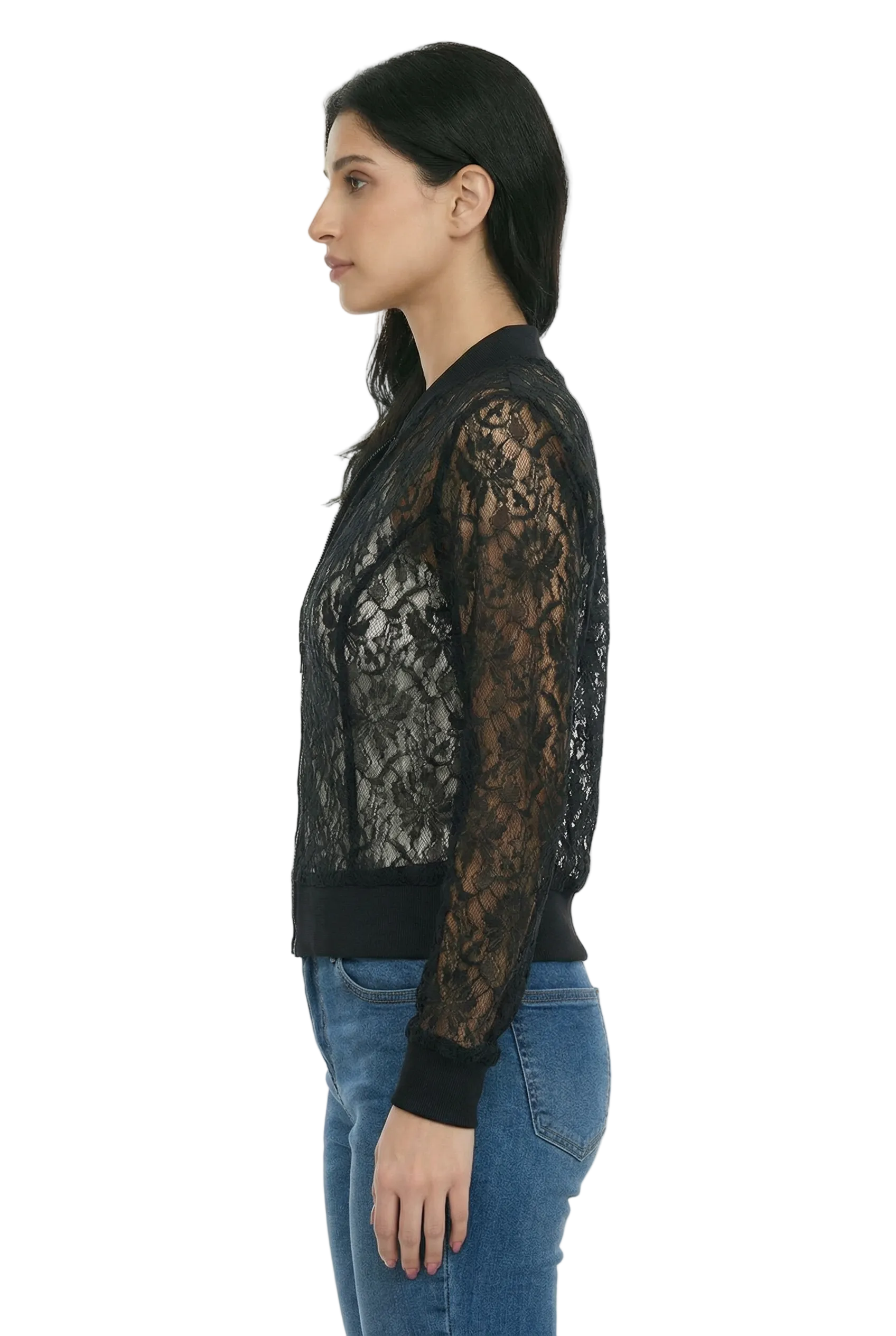 Noir Lace Sheer Embroidered Jacket