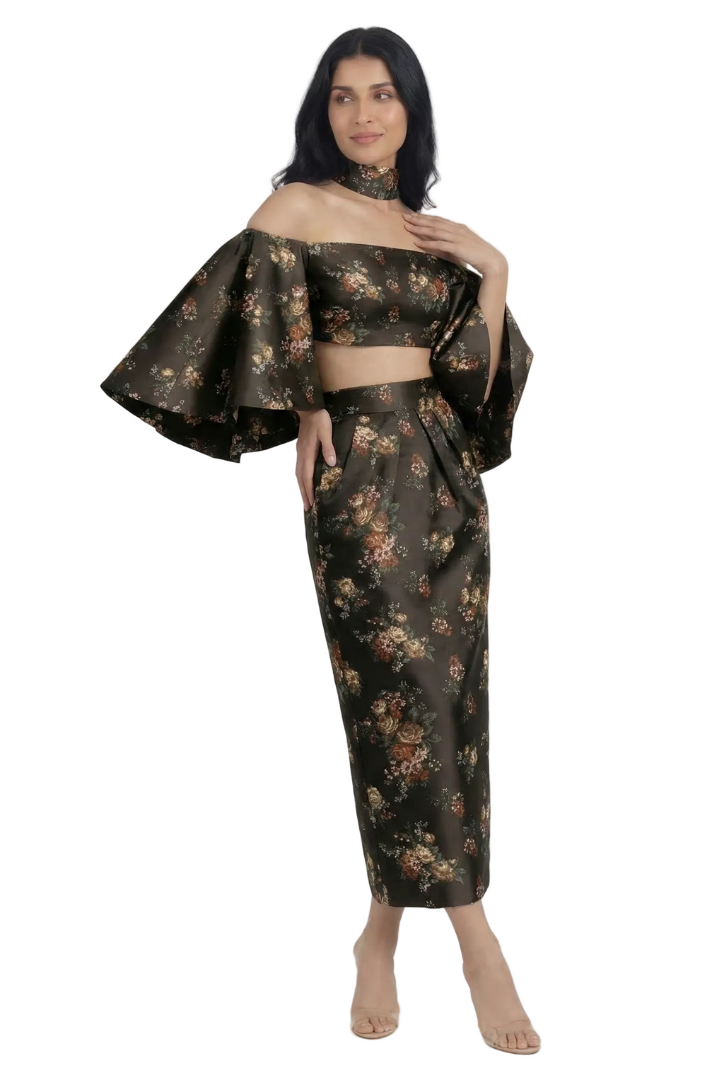 Noir Garden Off-Shoulder Choker Co-ord Set