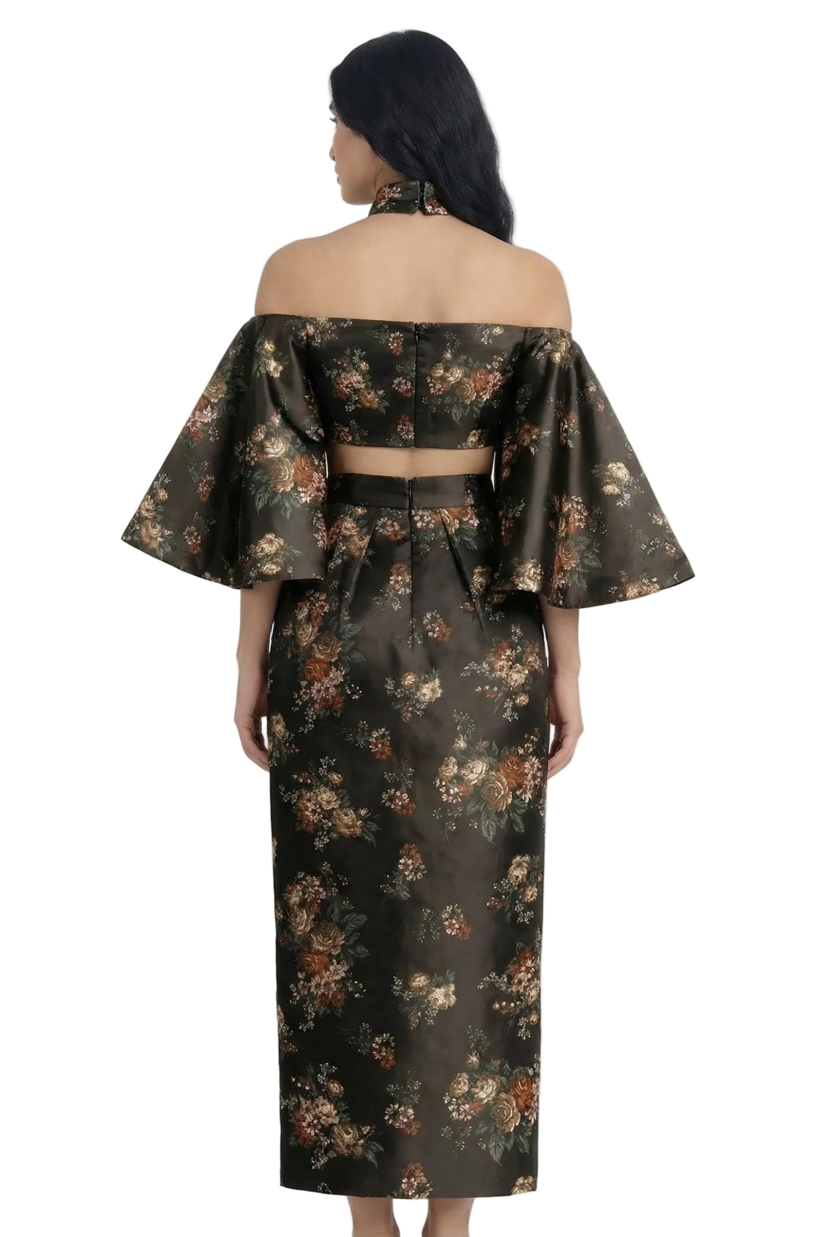 Noir Garden Off-Shoulder Choker Co-ord Set