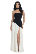 Noir Ivory Asymmetric Scarf Detail Gown