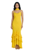 Blossom Cowl Neck Ruffle Hem Maxi Dress with Scarf Detail