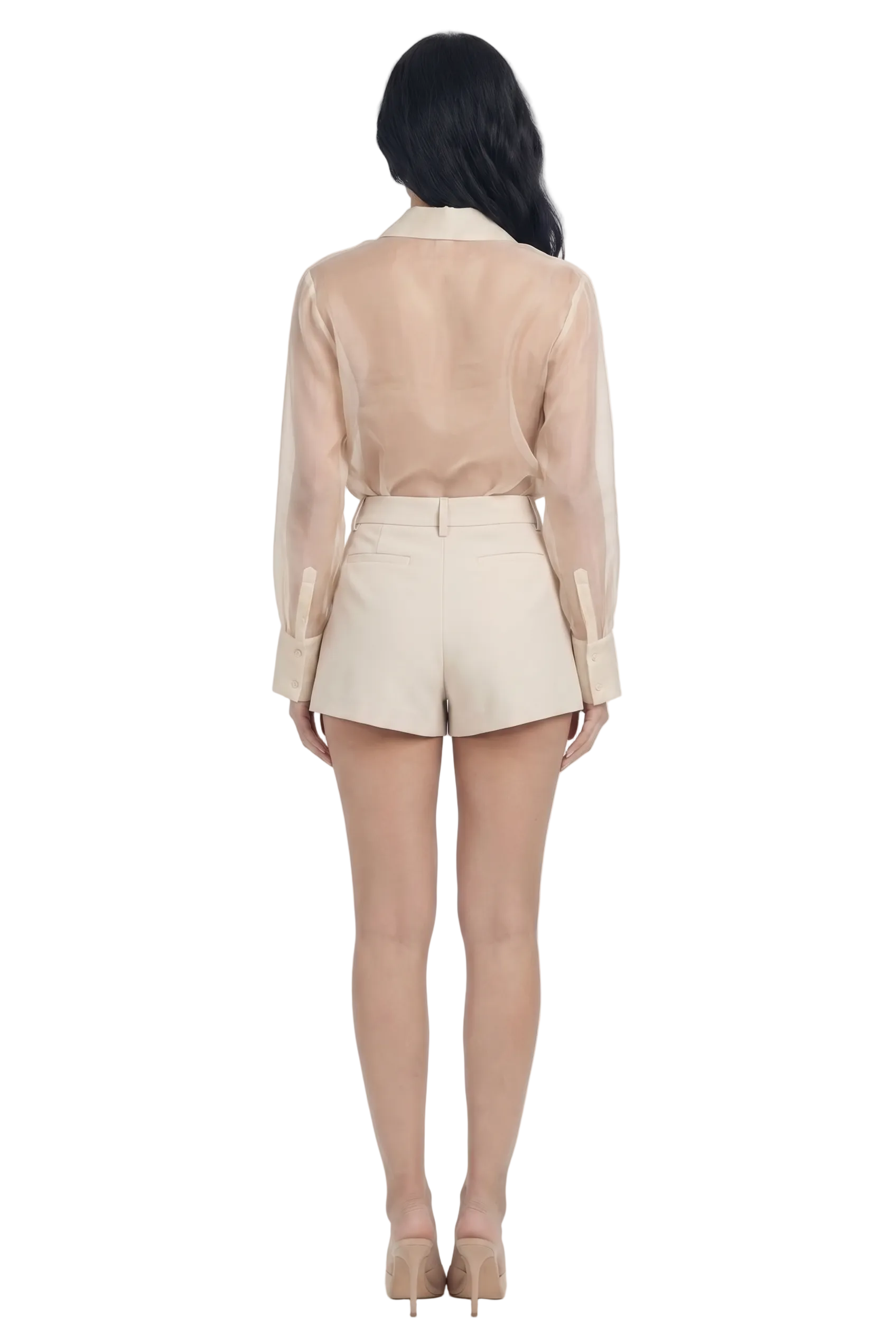 Ivory Tailored Pleated High-Waist Shorts