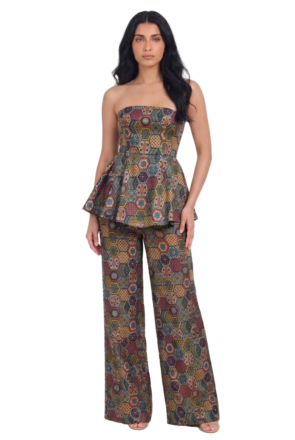 Mosaic Royale Strapless Peplum Co-ord Set