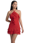 Scarlet Fleur Ruffle Halter Mini Dress