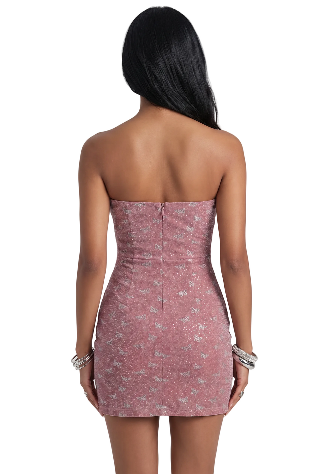 Blush Butterfly Embellished Bodycon Mini Dress