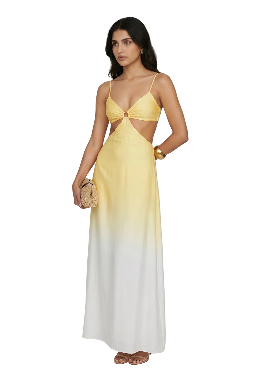 Sunlit Ombre Cut-Out Maxi Dress