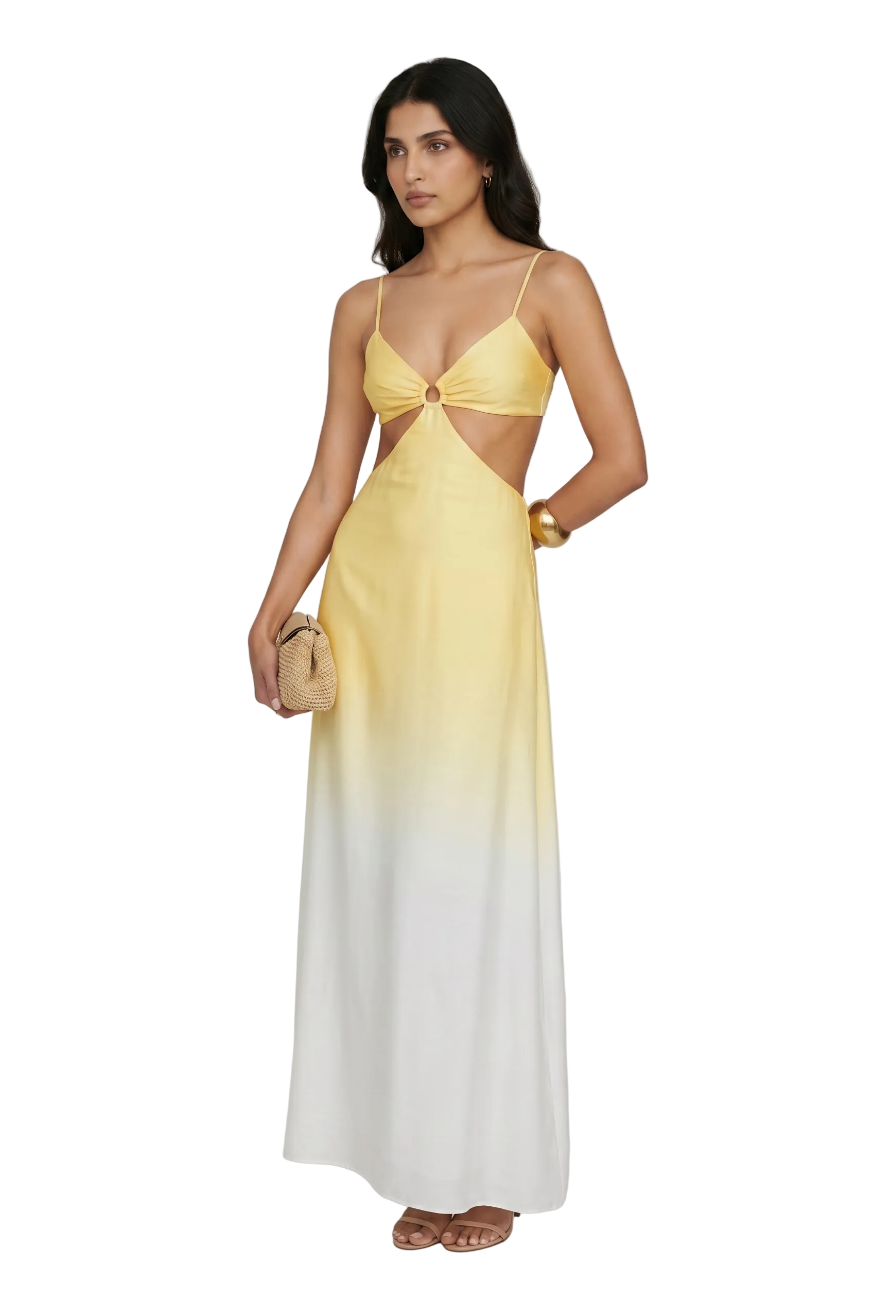 Sunlit Ombre Cut-Out Maxi Dress