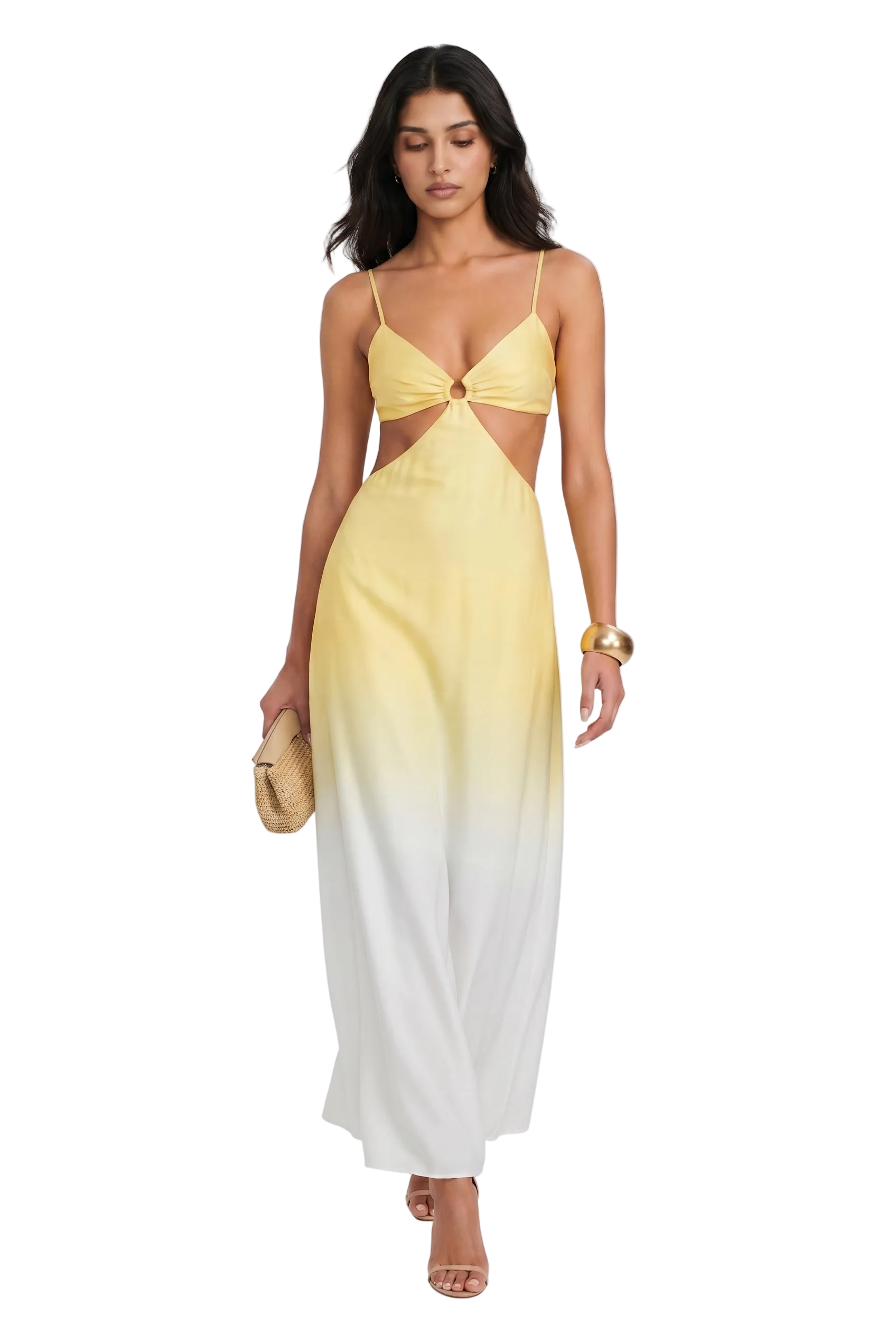 Sunlit Ombre Cut-Out Maxi Dress