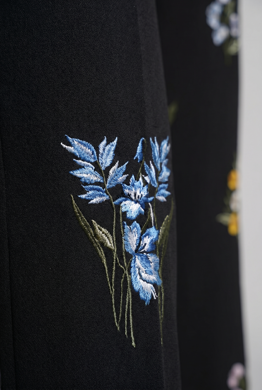 Midnight Bloom Embroidered Wide-Leg Pants
