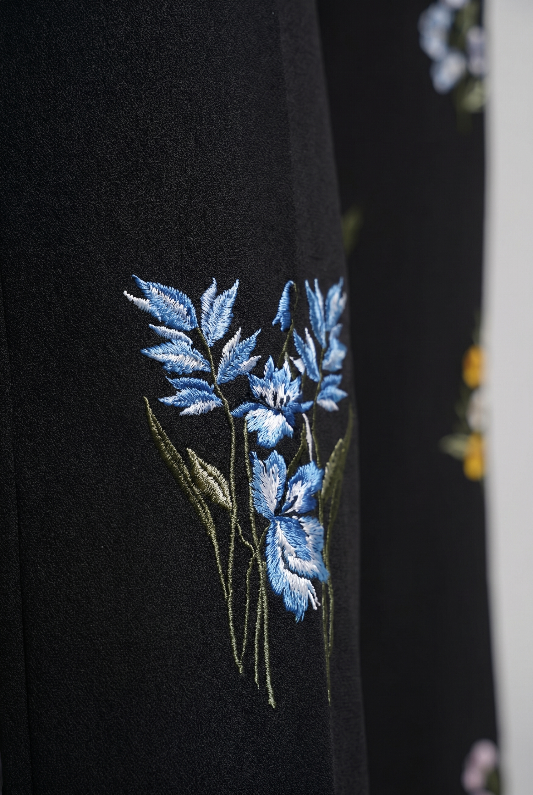 Midnight Bloom Embroidered Wide-Leg Pants