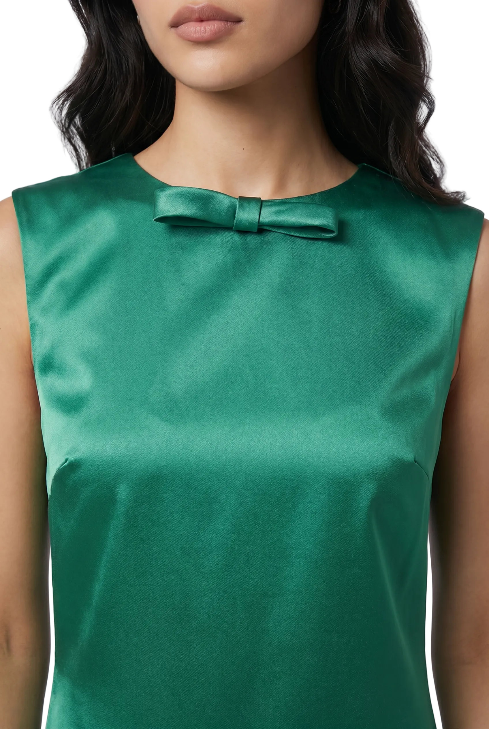 Emerald Muse Satin Shift Mini Dress