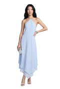 Powder Blue Halter Handkerchief Maxi Dress