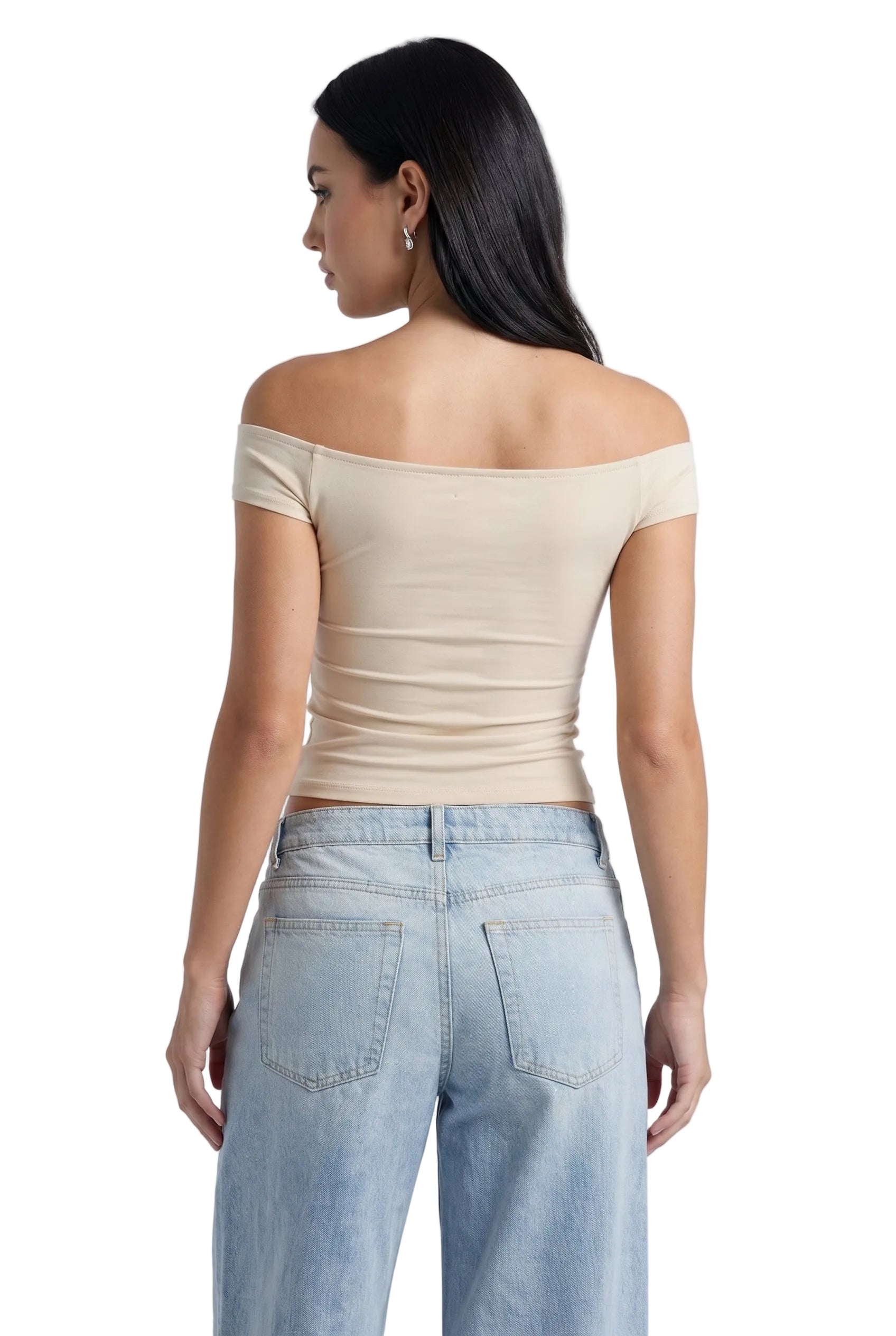 Ivory Muse Off-Shoulder Tie-Up Top