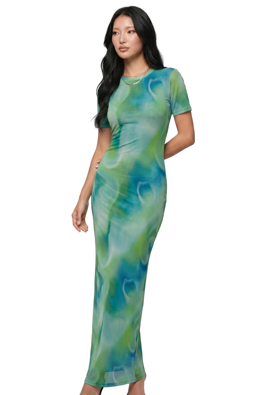 Ocean Mist Mesh Maxi Dress