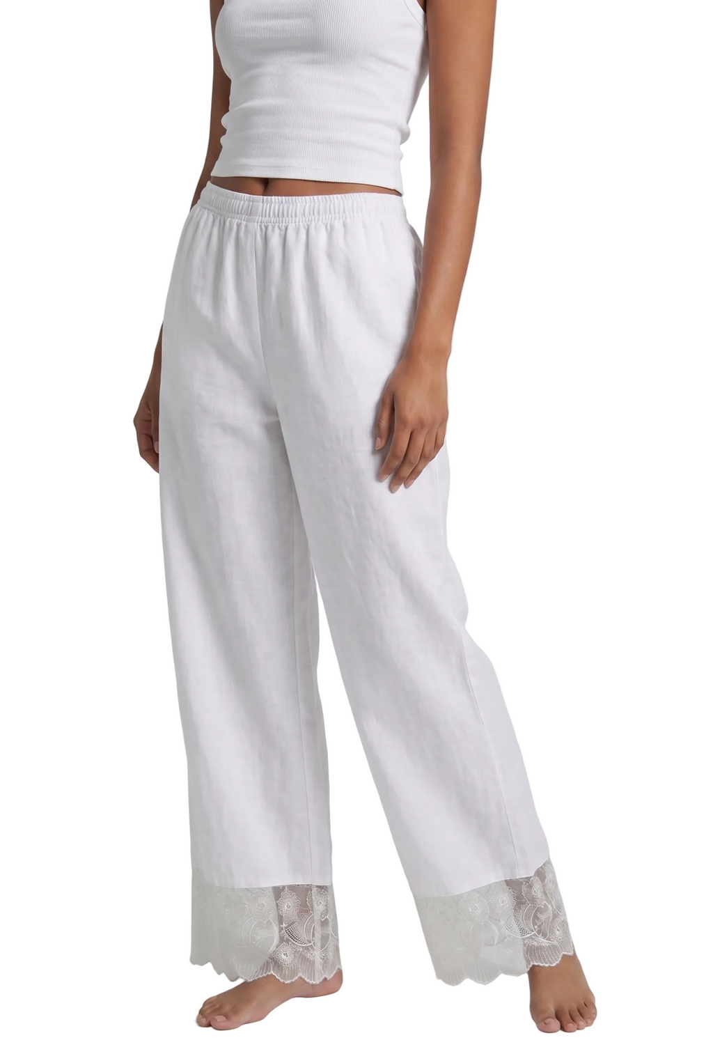Lace Hem Relaxed Pants