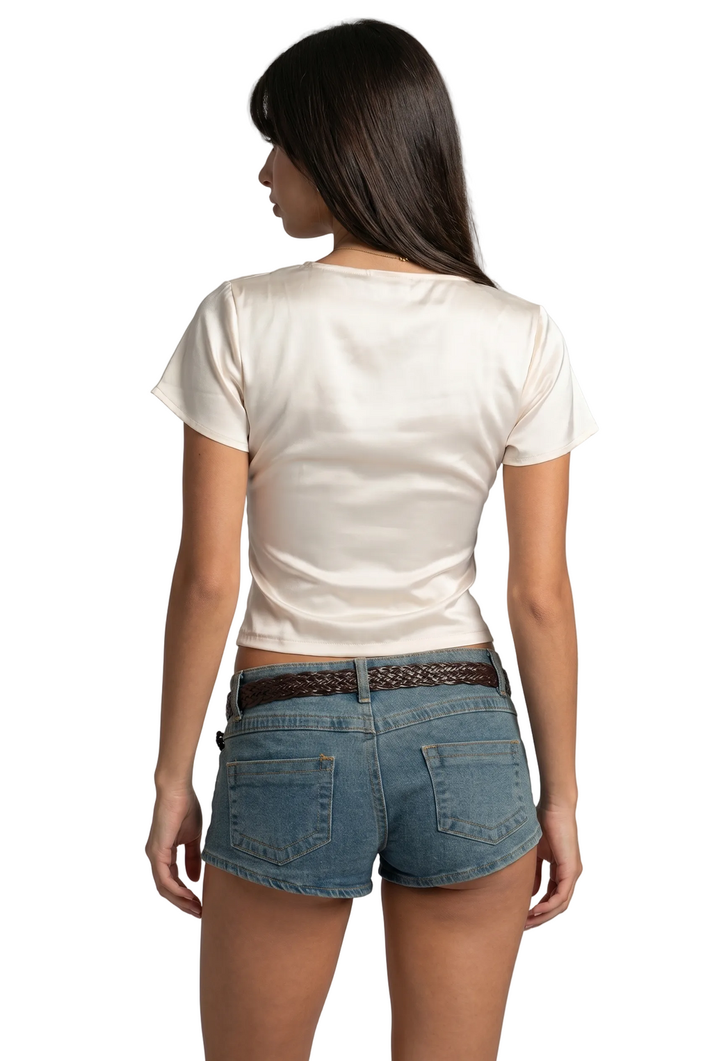 Satin Tie-Front Crop Top