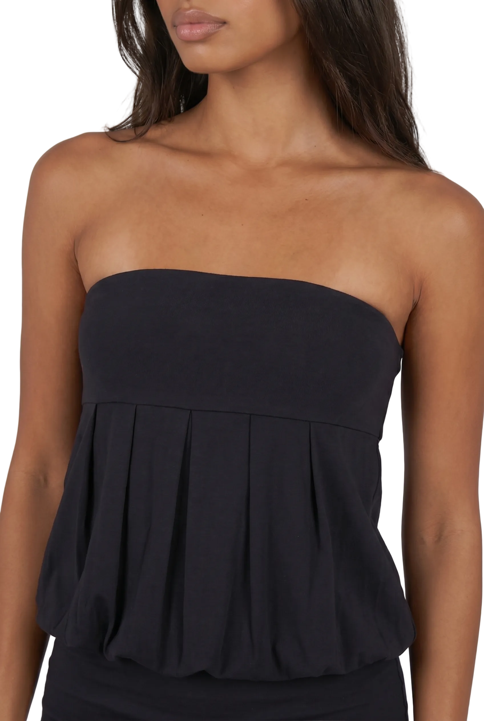 Back Tie Strapless Bubble Mini Dress