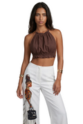 Chocolate Halter Tie-Up Crop Top