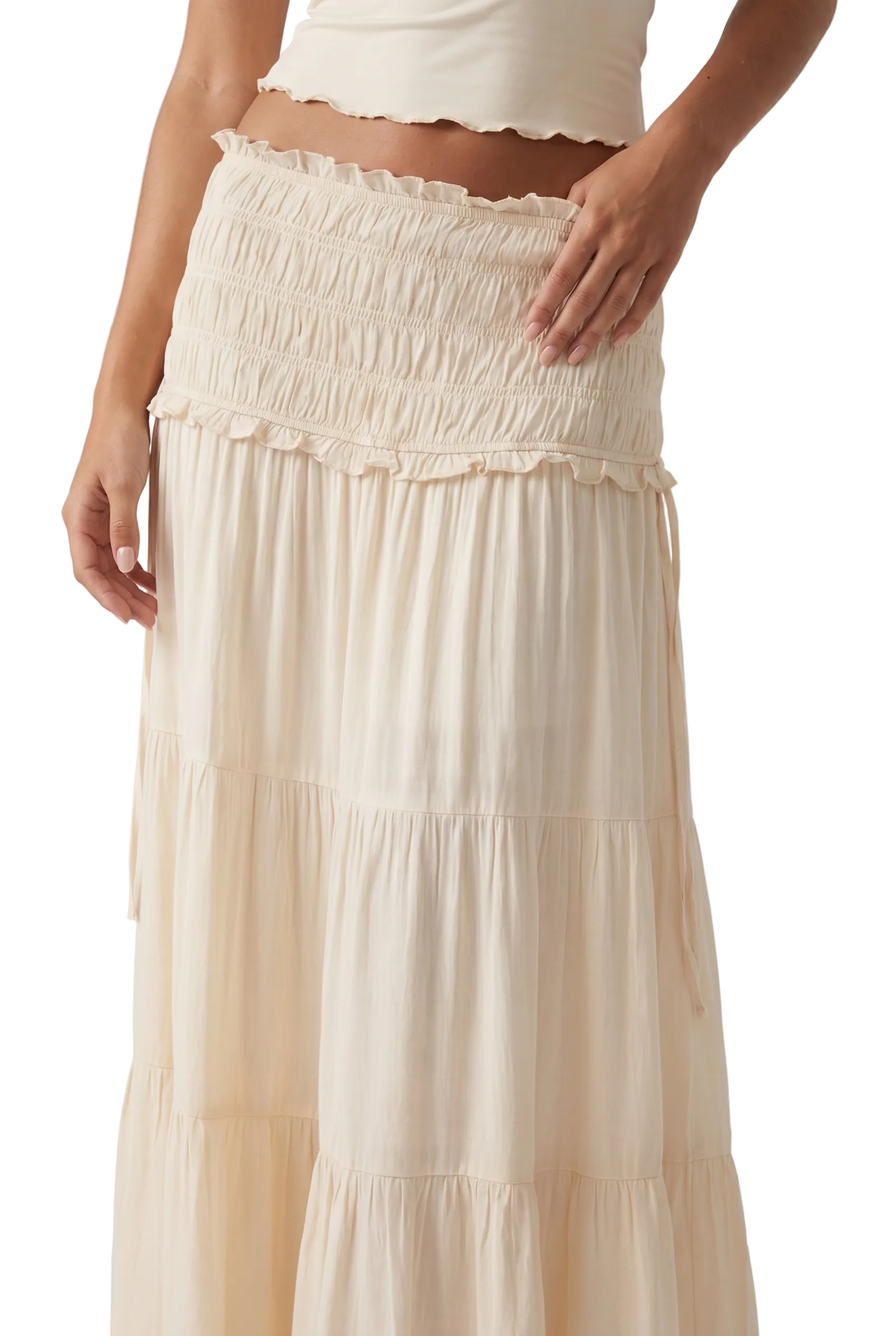 Smocked Tiered Maxi Skirt